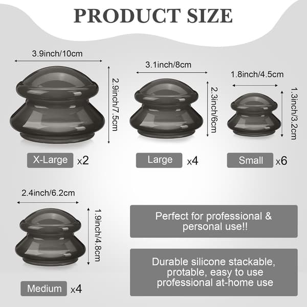 16 Cellulite Kopper (4 størrelser) - Silikone Cupping Sæt Til Vakuum Kop Terapi Sæt Massage Professionel Enhed til Ansigt, Arme og Ben_yu