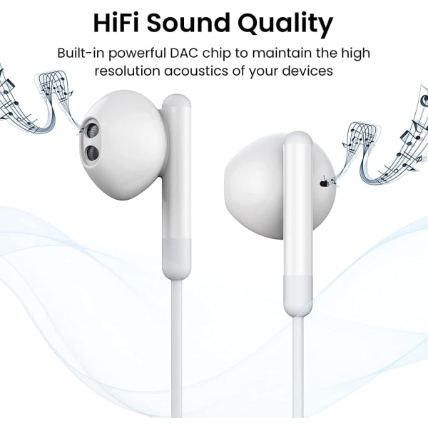 Hörlurar för iPhone 11, Hörlurar för iPhone 12, In-Ear-hörlurar, med mikrofon och volymkontroll Kompatibel med iPhone 11/12 Pro/13 Mini/SE 2022/X/XR.