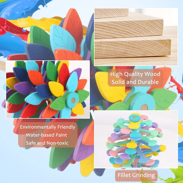 Pyörivä Puinen Lollipop Jalustalla, Värikäs Kierrelelu Työpöydän Koristeeksi Colorful Disc