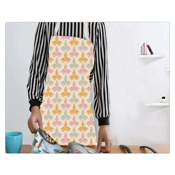 Blomstrete forklær med bladmønster, kjøkkenforkle for kvinner, bomull, lin, haklapper, husholdningsrengjøring, pinafore, hjemmelaging, forklær, stil 8, 55x68cm