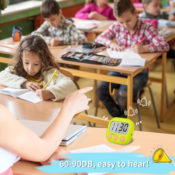 2-pack Klassrumstimrar för Barn - Stor Magnetisk Digital Timer - Grön/Rosa Green Pink 1