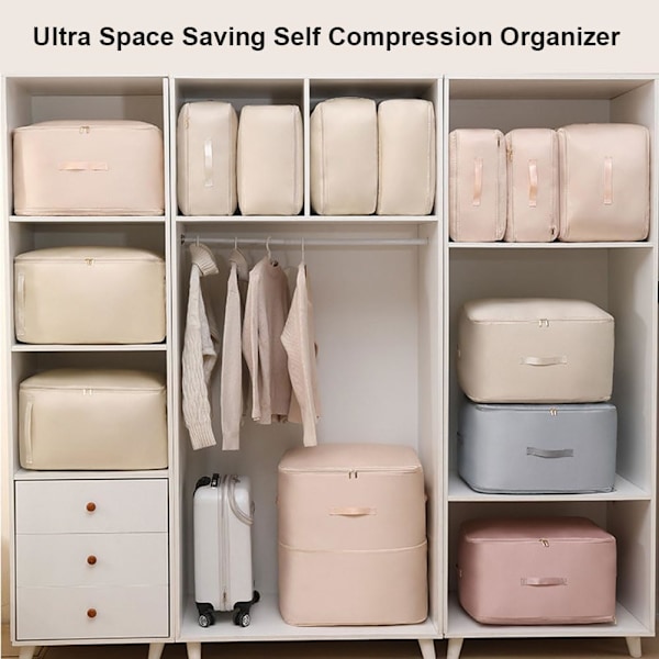 Stærke Flyttekasser, Selvkondenserende Ziplock-Organiseringspose, Grå L (20,5x16,5x11,8 tommer) Grey L(20.5*16.5*11.8inch)