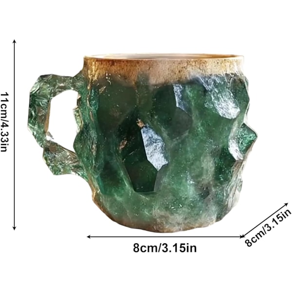 Elegante Mineral Krystall Kaffe Krus, 11 Oz Dekorative Krus med Håndtak Green