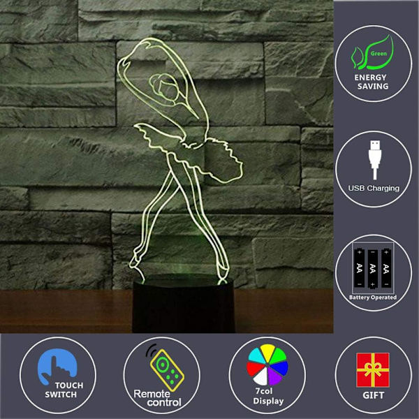 3D optisk illusionsnattlampa leksak, fjärrkontroll, dimbar