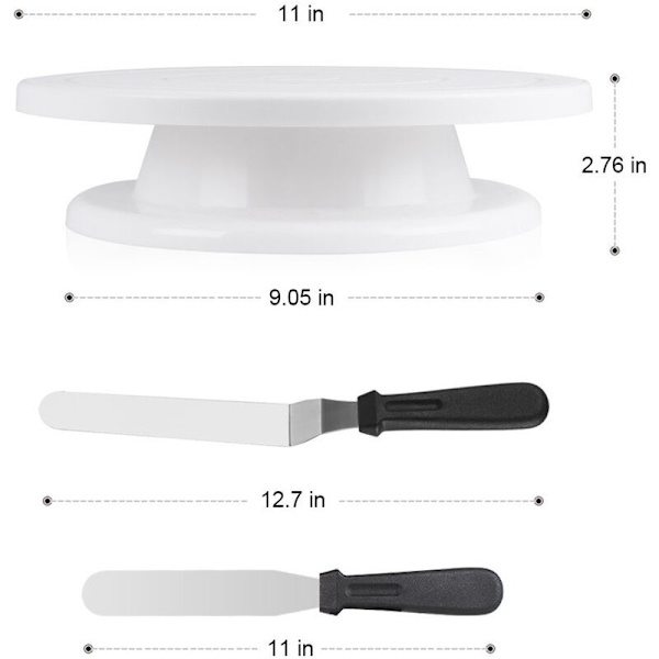 11\" Plast Kakeplate Spiller Sett, Skrape, Skrape, Dekorasjon