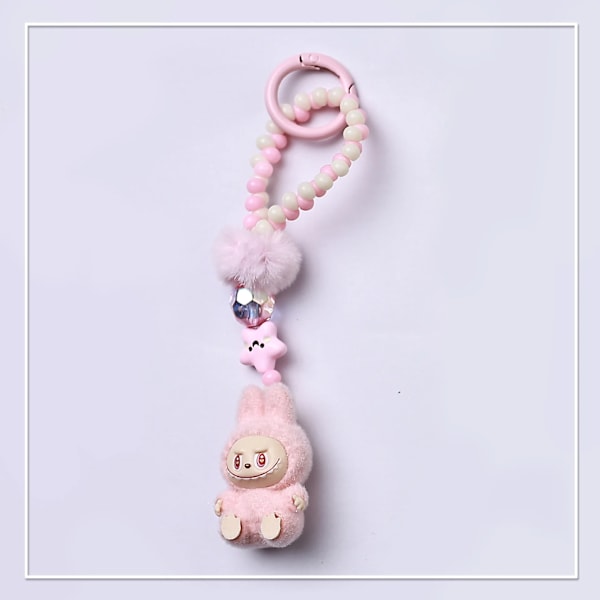 Kawaii Mini Labubu Avaimenperä Sarjakuva Luova Kolmiulotteinen Nukke Opiskelijat Koululaukku Riipus Auton Avaimenperä Naisille ja Miehille Lahjat (FMY) D