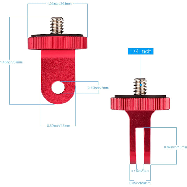 Aluminium Kameramonteringsadapter, Holdbar 1/4\"-20 Universal Konverteringsadapter A