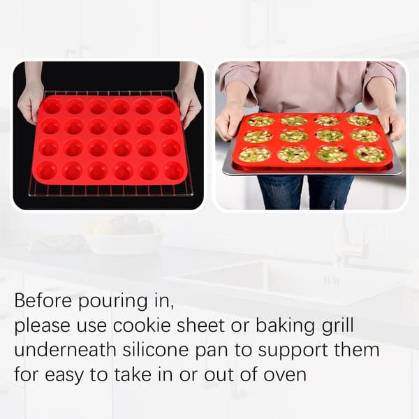 12 & 24-kops Silikon Muffinsform Sæt - Almindelig og Mini Non-Stick Bageforme, Rød Red * 1pc 2pcs:12-Cup Regular & 24-Cup Mini