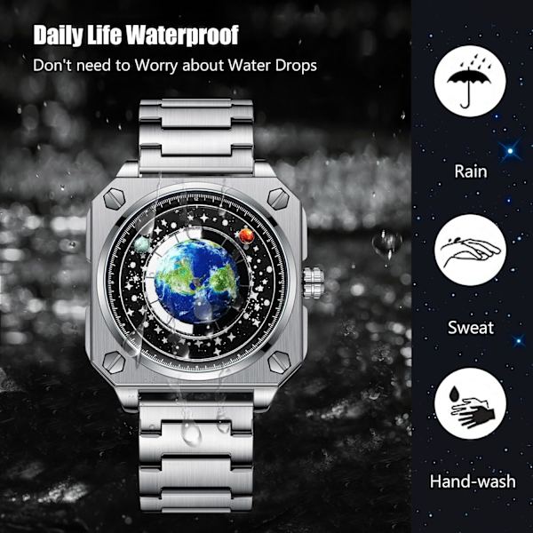 Herrar Kreativa Klockor Unika Visare Armbandsur Analog Kvarts Kvadratisk Klocka ERD Urtavla Mode Design Rostfritt Stål För Män Svart Vit A Black white A