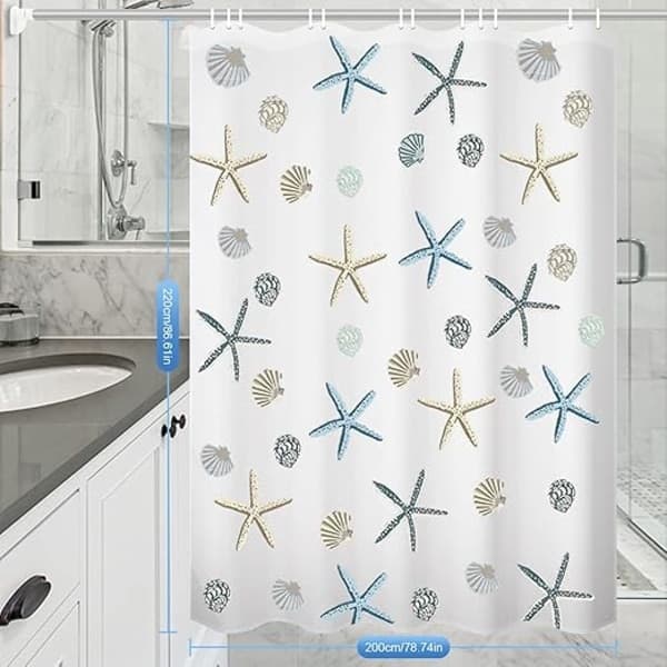 Duschdraperi Vattentätt Mögelresistent Polyestertyg Med Krokar för Badkar och Dusch 200 x 220 cm