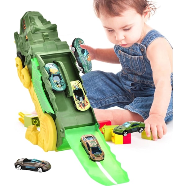 Dinosaur Truck Toy Set, Carrier Truck with Alloy Vehicles for Kids