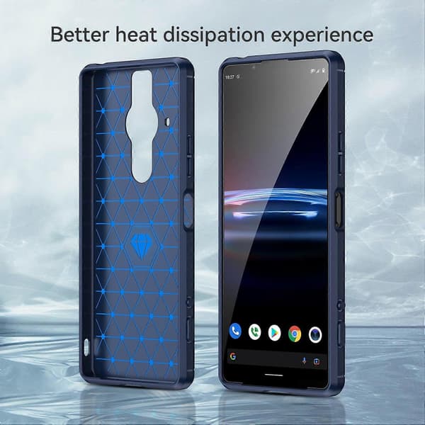 Kompatibelt med Sony Xperia Pro-I Borstat Kolfibertextur TPU Mobilskal - Perfekt Blå-max Blue