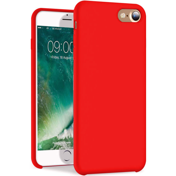 CQBB Flytande silikongummiskal Mjuk mikrofiberduksfodral Kompatibel med telefon 8/telefon 7-big röd