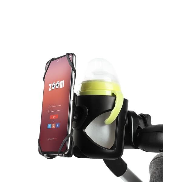 SQBB Mugghållare för baby 2 i 1 mobiltelefonhållare modell barnvagn flaska vattenflaskhållare multifunktion Svart