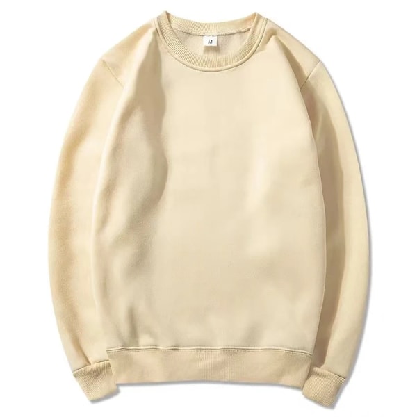 2023 Våren Och Hösten Mode Märke Solid Färg Rund Hals Lång Ärm Tröja För Män Och Kvinnors Mode Case Sportskjort Beige L