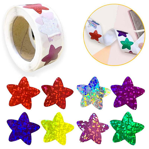 500 ark/rulle glitrende holografiske stjerner, vanntett, perfekt for DIY 500PCS