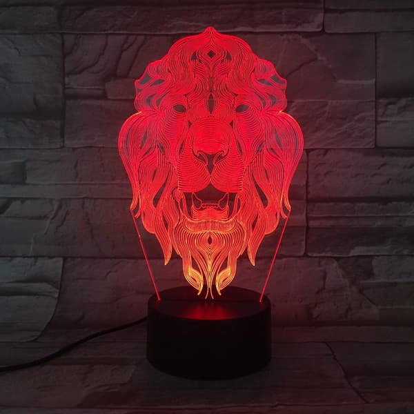 3D Løve Tiger Natlampe Led Touch Switch Dekor Bordplade
