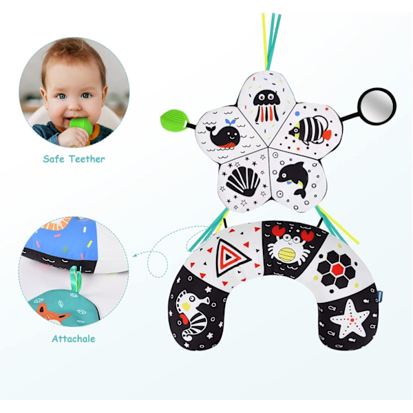 1 Tummy Time Pude, ammepude med tyggelegetøj og spejl-legetøj til sikker og sjov mavetid, styrker muskler, egnet til babyer Paint: