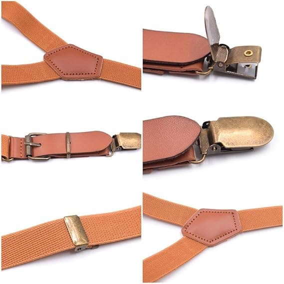 Unisex Y-form Starka 3 Clips Seler Elastiske Bånd Brun S-max