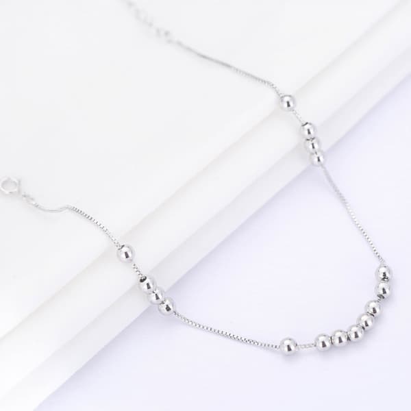 925 Sterling Silver Anklet Liten Pärla Anklet Dam Sterlin