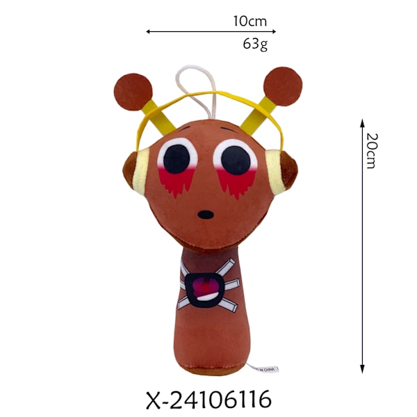 Xbi- Sprunki plysj rytmeboks nytt spill plysj leketøysfigur Bleeding Brown