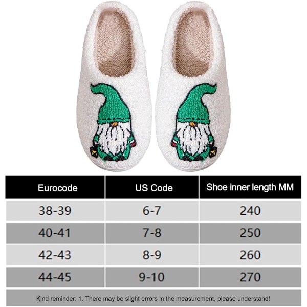 Koselige Julesko for Kvinner og Menn, Elgdesign Green Dwarf I 42/43 EU