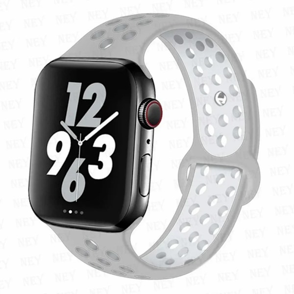 Urheilunauha Apple Watchille, 45 mm, 49 mm, 44 mm, 40 mm, 41 mm, 42 mm, Silikoninen ranneke, correa iWatch Ultra 2 Series 9 8 SE 7 6 5 4 3, Hopea valkoinen 4 S-M