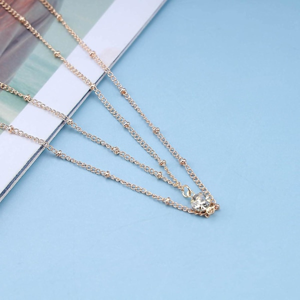Boho kroppskedja flerskiktad koppar pärla strass midjekedja strand kropp tillbehör justerbar smycken för kvinnor och flickor silver
