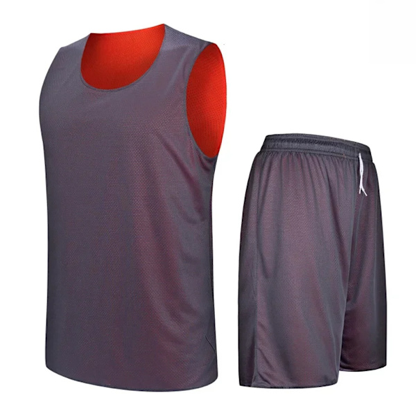 Unisex Dobbeltsidet Basketball Jersey Løs Pasform Komfortabel Anti-Rynke Træningsbar Tilpasset Basketball Sæt Til Mænd Kvinde Pink Orange/mørkegrå dragt 4XL