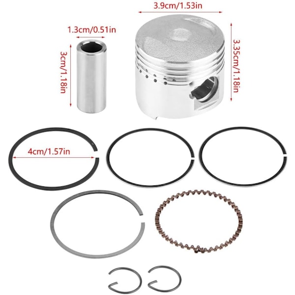 39mm männän sarja, männänrenkaat GY6 50cc vaakamoottorille Skootteri Mopo Moottoripyörä Männän tappi Männän klipsit