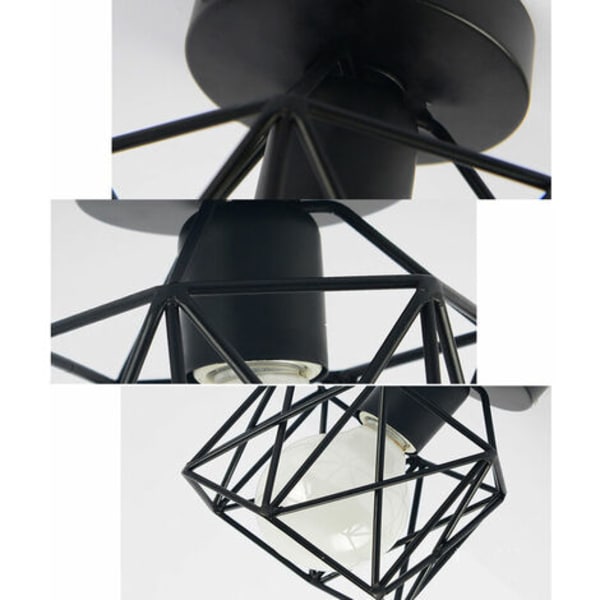 Retro industriell svart metallbur taklampe, firkantet jern lysekrone pendellampe for gang, inngangsparti, midtgang