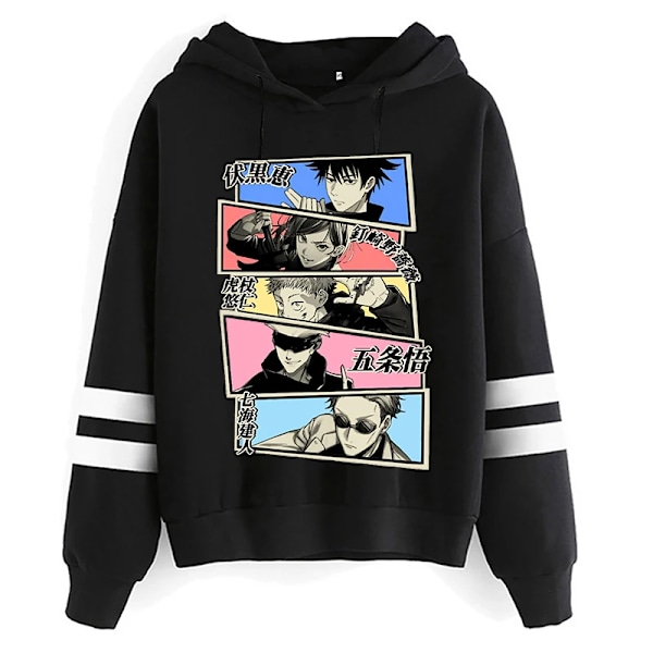 Unisex Jujutsu Kaisen Anime Yuji Itadori Hoodies Herr Harajuku Gojo Satoru Kawaii Manga Grafisk Streetwear Sweatshirts Tröjor black61002 Asian S