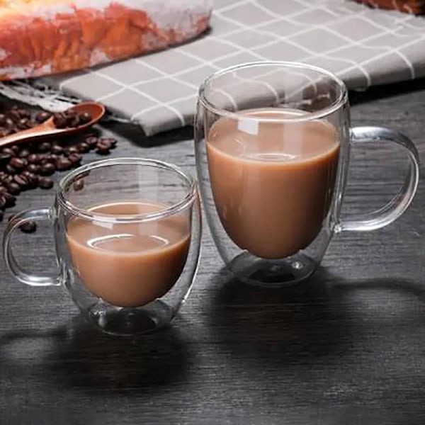 Varmebestandig dobbeltvegget glasskopp Høy borosilikatglasskrus Øl Juice Kaffe Vannkopper Transparent kopp Drikkevarer Gave Ingen Håndtak 80ml