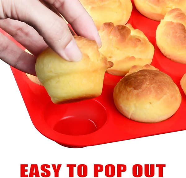 12 & 24-kops Silikon Muffinsform Sæt - Almindelig og Mini Non-Stick Bageforme, Rød Red * 1pc 2pcs:12-Cup Regular & 24-Cup Mini