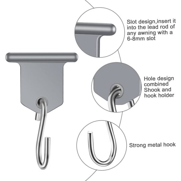Markisekrog, 17 stk. indendørs/udendørs RV markisekrog, RV markisetilbehør S-formet markisekrog til camping/bil/campingvogn/juletelt/tilbehør