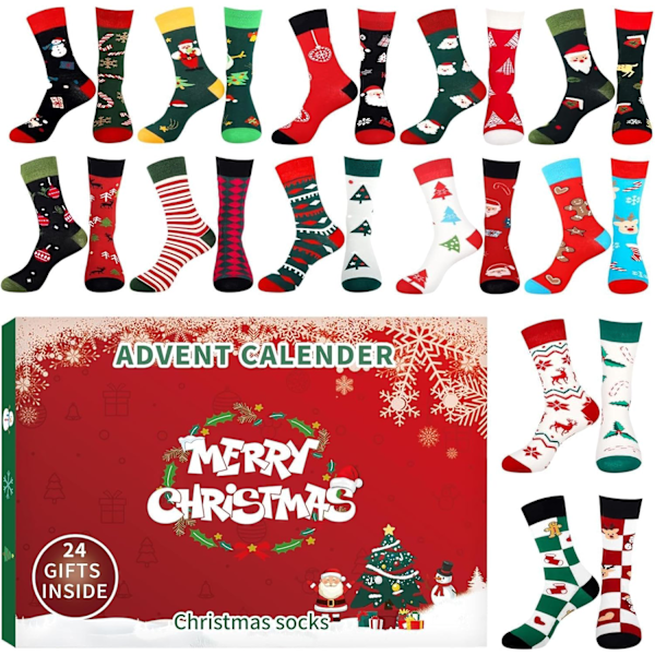 Sok Adventkalender 2024, Foldbar Kalender 2024 Mænd Adventkalender Julekalender Julegaver Gaver, Jule Nedtællingskalender Sokker
