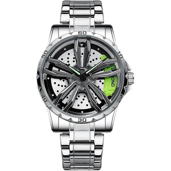 Design Med Bilnav Design för Män Analog Kvartsur 3ATM Vattentätt Armbandsur Mode Coolt Ur för Män Vit Grön A L Armband