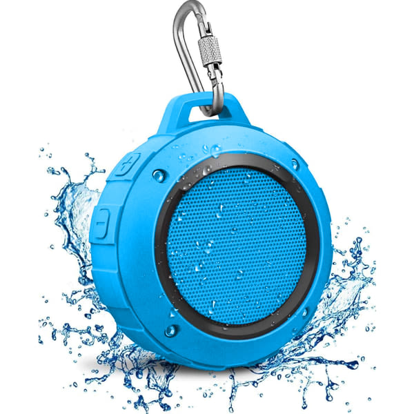 CQBB Vattentät Bluetooth högtalare för utomhusbruk, trådlös portabel miniduschreshögtalare med subwoofer-blå