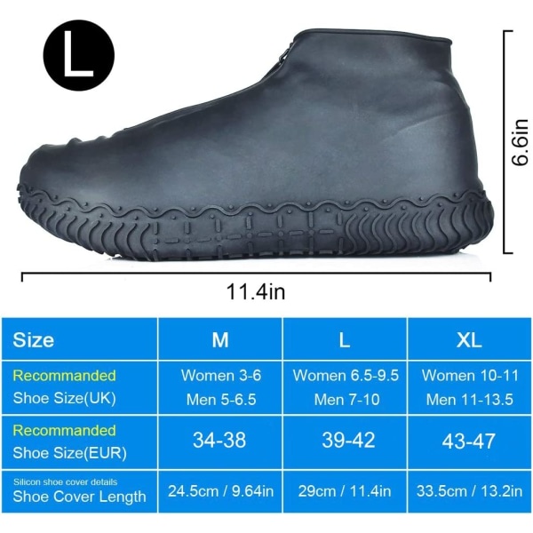 Vattentäta skoöverdrag, återanvändbara skoöverdrag i silikon med halkfri förstärkt sula för regniga snöiga dagar för män kvinnor (35-38)