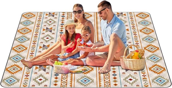 Picnic Tæppe, Vandtæt Og Hurtigtørrende, Sammenfoldelig Udendørs Måtte Til Picnics, Camping Og Strandture, Gul, 200 x 200 cm