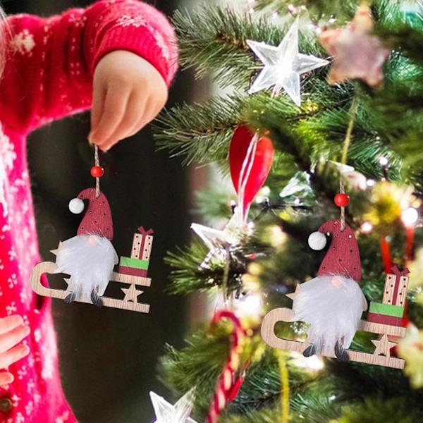 Nisse Julepynt til Små Træer, Hængende Håndværkspendants til Slæde Dekoration Sledge