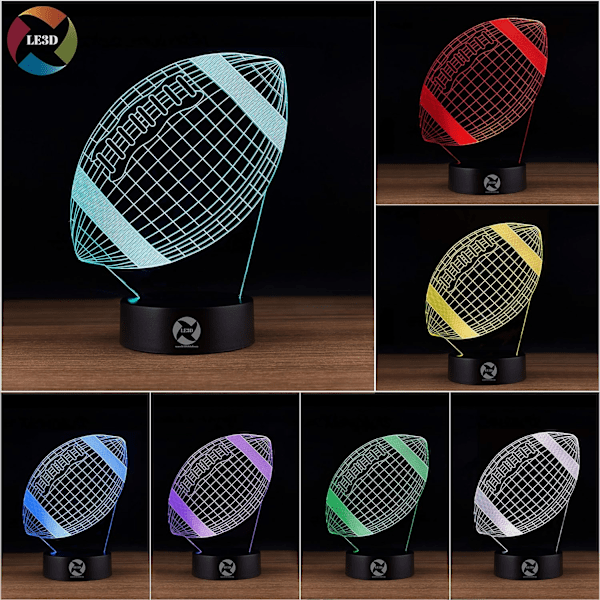 3D optisk illusjonsnattlampe - 7 LED-fargeskiftlampe