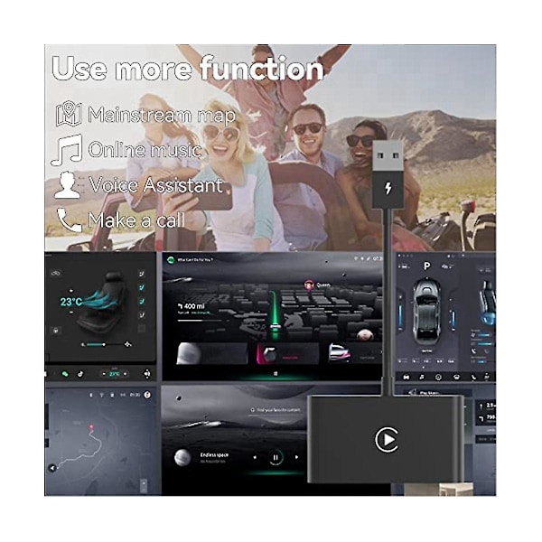Trådløs CarPlay for kablet CarPlay Bil Trådløs Rask og enkel å bruke Passer fra 2015 & Ios 10+ (svart