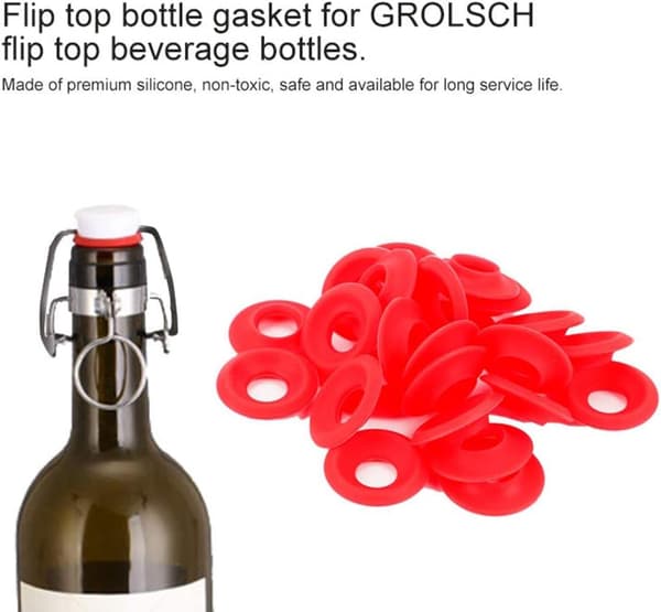 Silikonitiivisteet, 25 kpl punaiset silikonitiivisteet Grolsch-pulloille Swing Flip Top -pulloille Kotitekoinen olutpullon tiivisteet