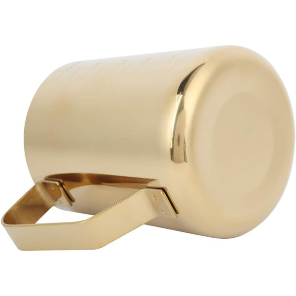 Rustfritt Stål Melkeskummerkopp Mugg med Skala for Hjem Latte Art Kaffetilbehør Kafeer Gull 600ML (600ML (med vekt)) 600ML (med våg)