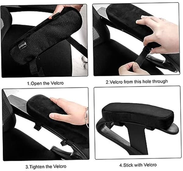 Polstrede armleneputer for kontorstoler - 2 stk. Memory Foam-puter med justerbar krok