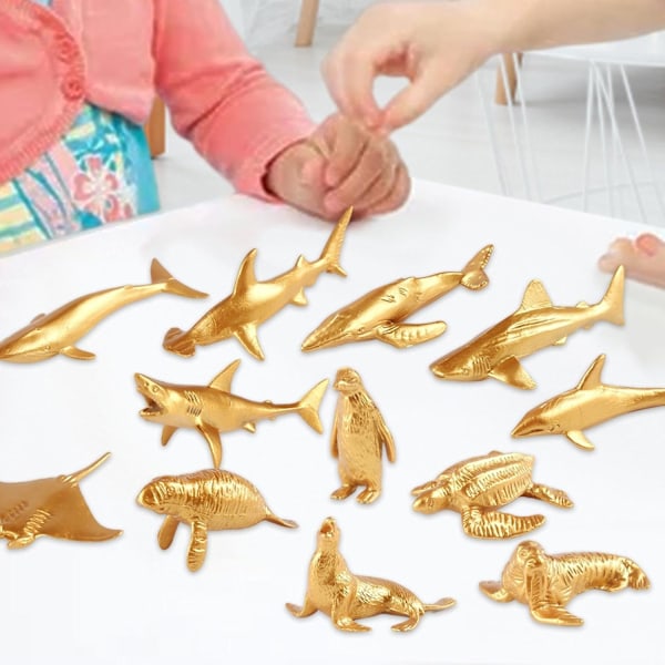 Sæt med Havdyrsfigurer | Uddannelsesmæssige Mini Ocean Dyremodeller til Småbørn 12 pieces