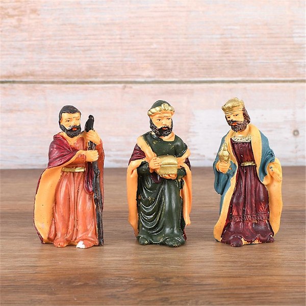 8 stk Julekrybbe Figur Dekorasjon Gaver Håndverk R