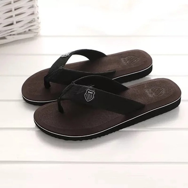 2024 Nye Sko Menn Sommer Menn Flip Flops Høy Kvalitet Strand Sandaler Anti-Slip Zapatos Hombre Casual Sko Mann Tompar svart 44