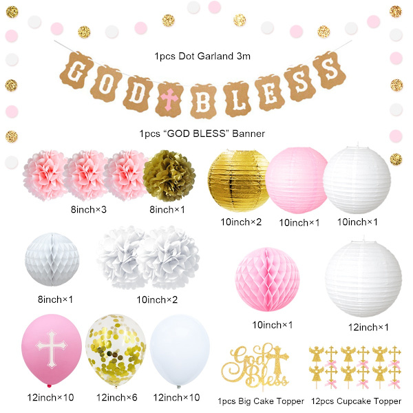Dop - ballonger - God Bless - Rosa